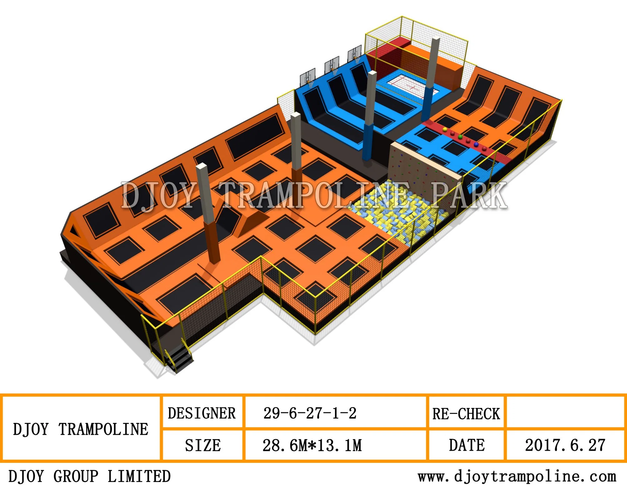 Indoor Trampoline Park with Basketball, Foam Pit, Factory Price Amusement Equipment