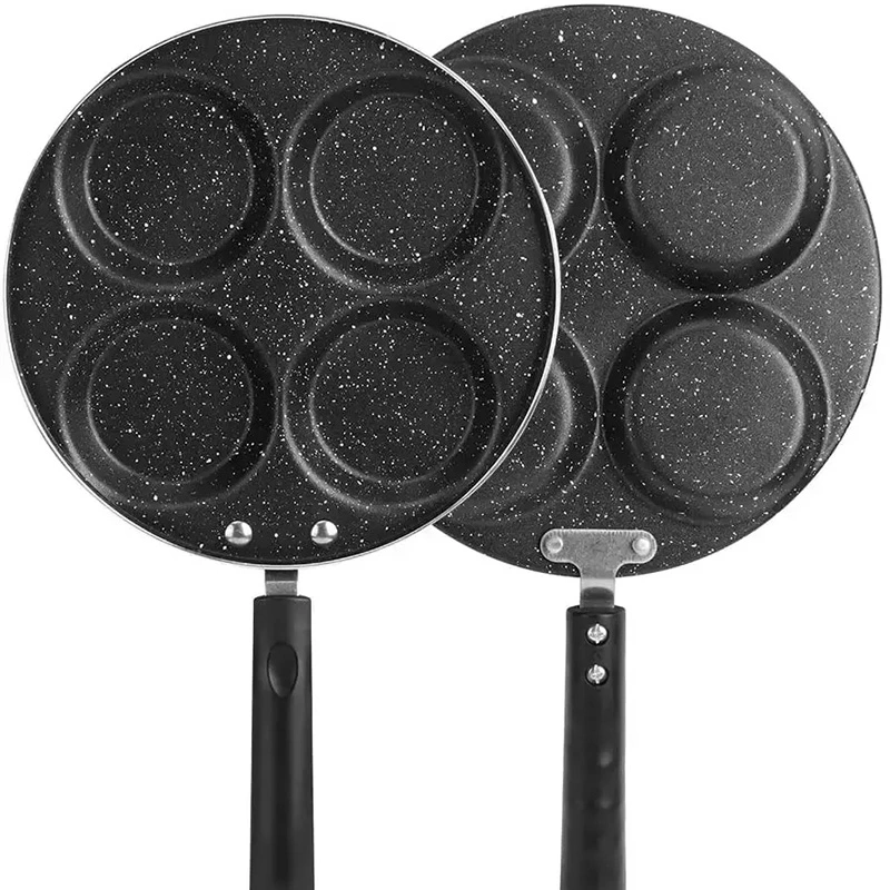 Aluminum Nonstick 4 Cups Round Egg Frying Pan Round Pancake Cooker Pan for Breakfast