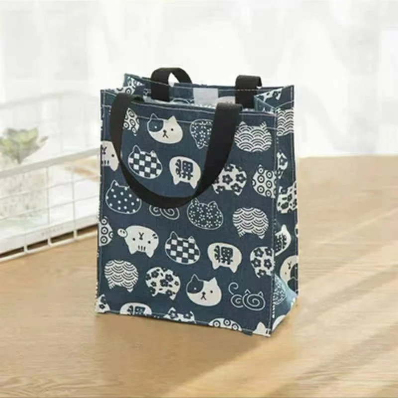 Natural Cotton Grocery Bag, Organic Calico Tote Bag, Reusable Canvas Book Bags, Eco Friendly Shoppers Utility Bags, Foldable Shopping Bag