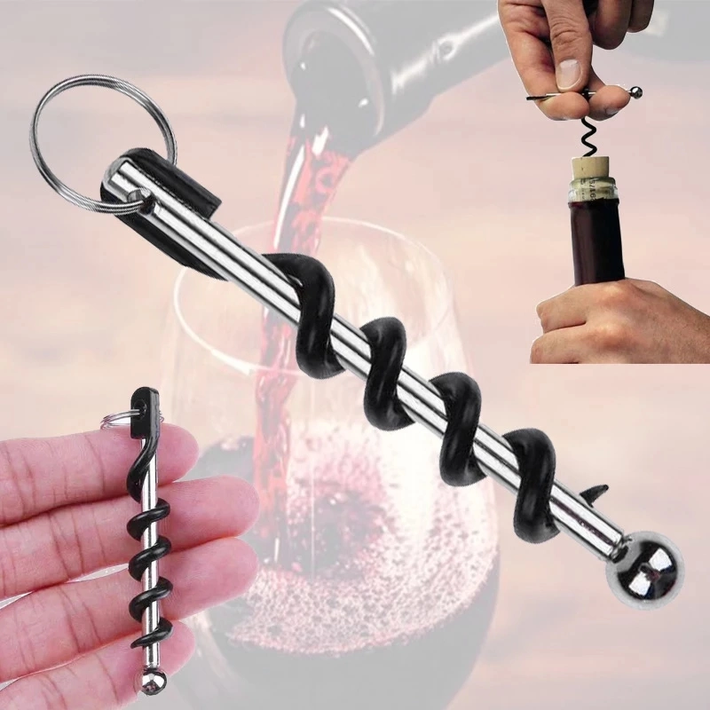 Mini Pocket Red Wine Bottle Corkscrew Beer Cap Opener llavero Llavero abridor de botellas de acero inoxidable multifunción creativo