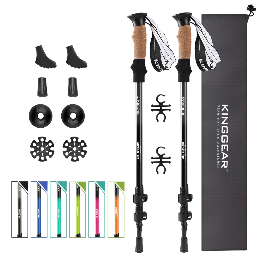 Kinggear Collapsible and Telescopic Walking Sticks Adjustable Trekking Poles Ultralight Nordic Hiking Poles