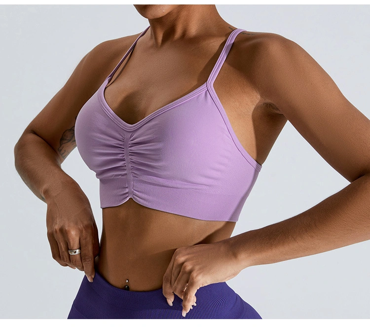 Breathable Seamless Ladies Gym Yoga Fitness Women Push-up Tank-Top Sports Wear