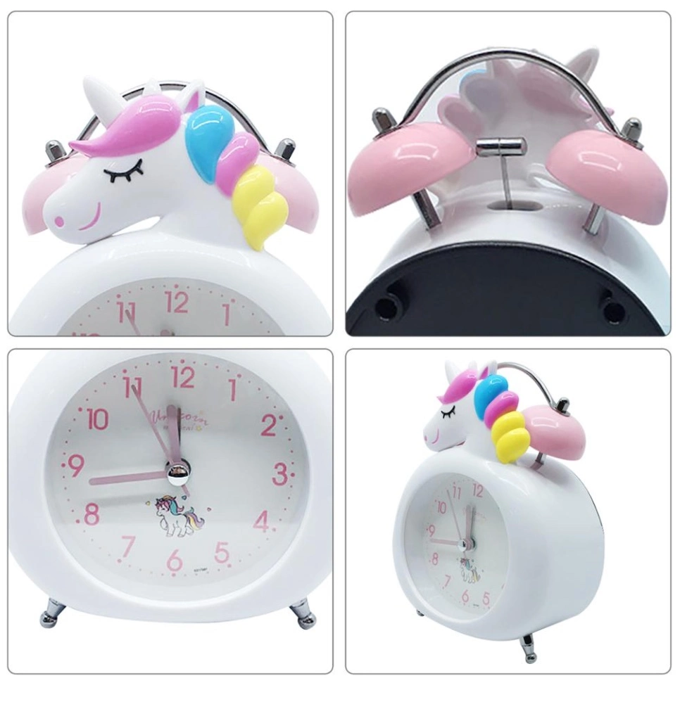 Bonitinha Unicorn Kids Cartoon Despertadores Quarto Bell Tabela luz nocturna