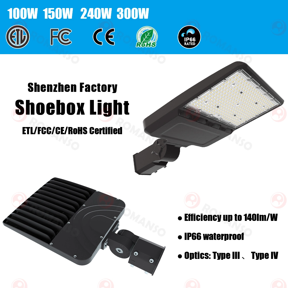 Professional 300W LED luces de estacionamiento de la calle exterior impermeable IP66 caja de zapatos Alumbrado Público