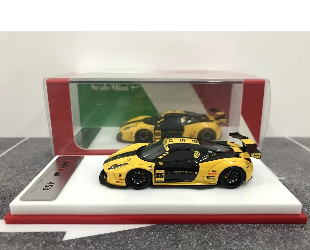 Scalemini 1/64 Lb Ferrari 458 Gt Wing Yellow/Black Resin Model Car