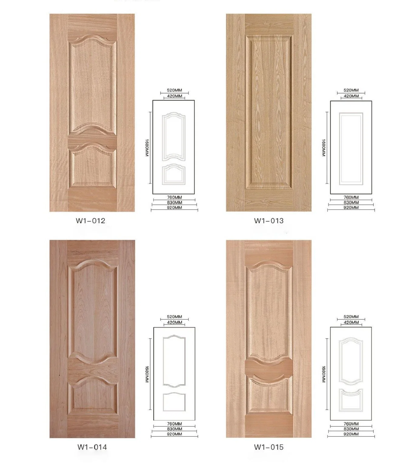 Nature Wooden Suppliers in China Solid Wood Veneer HDF Door Skin