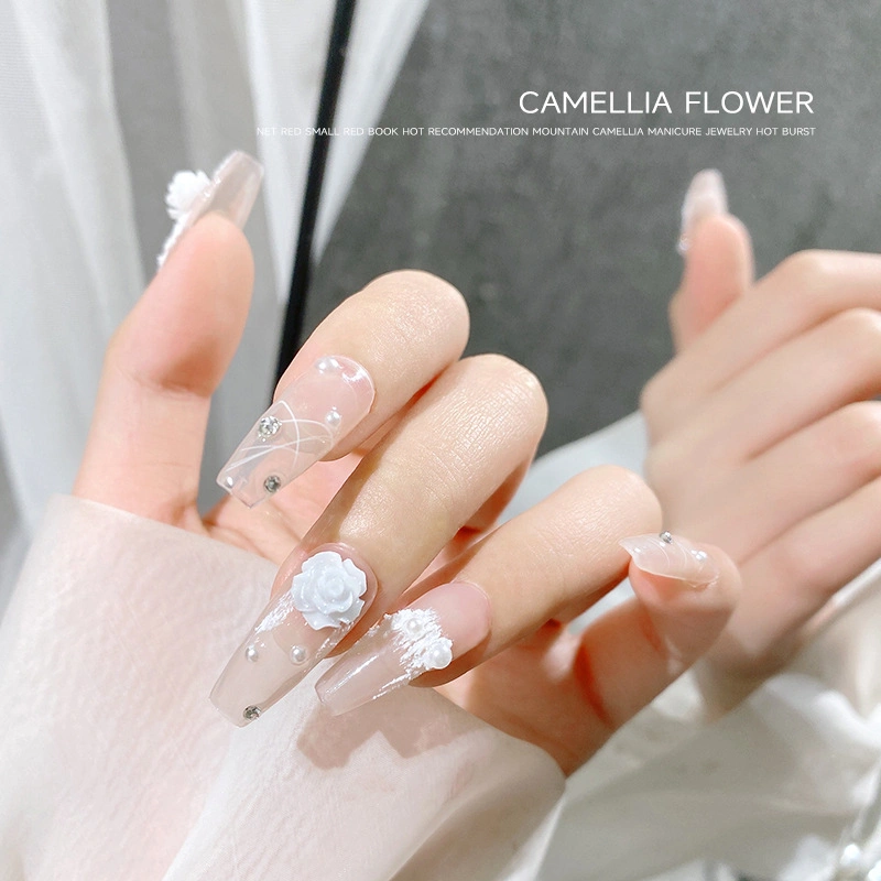 Manicura Camelia Rosa Blanca de la luz de la decoración de flores de color Accesorios