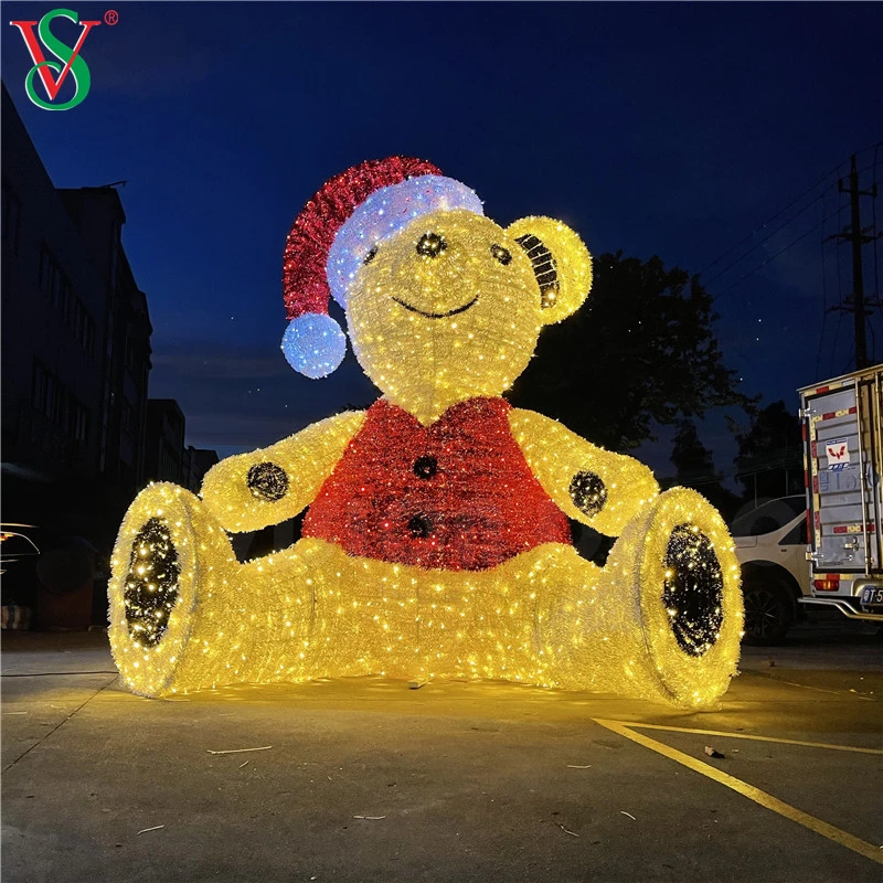 3D Grande Urso de Pelúcia Motivo de Natal Luzes Exibição de Iluminação LED