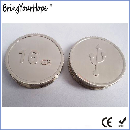 Silver Metal Coin USB Flash Disk