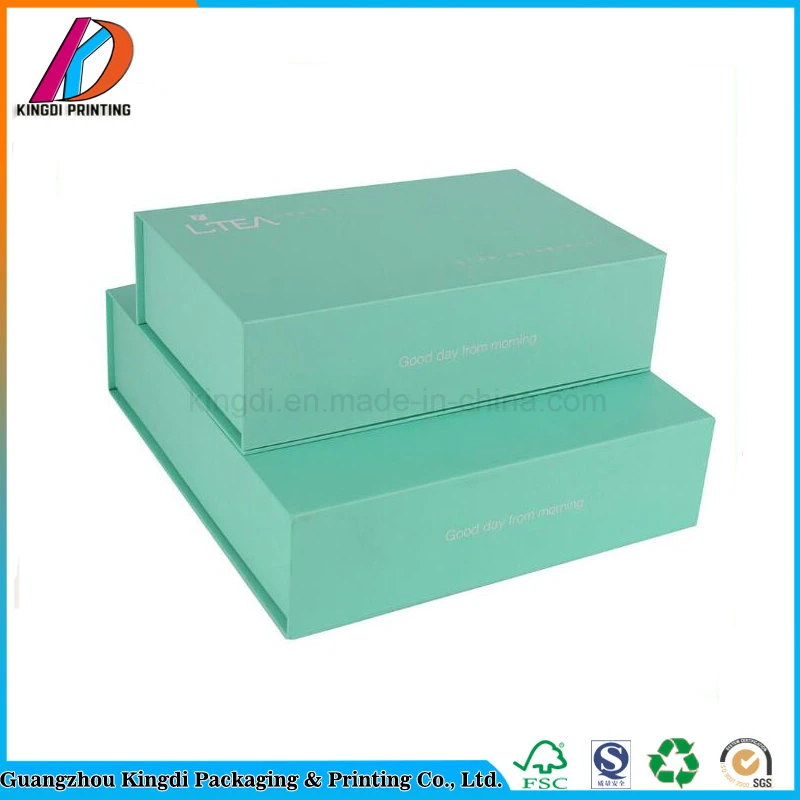 Luxury Custom Silver Stamping Book Shape Packaging Magnetic Closure Cardboard Tea Gift Box