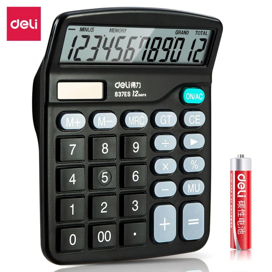 Deli 837es Classic Student Financial Accounting Office Black Desktop Calculator