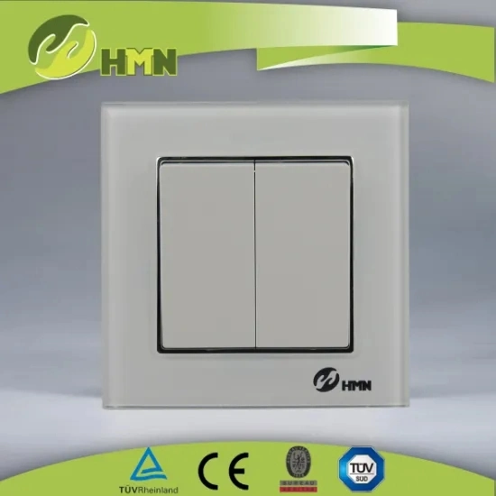 Ce TUV Certified EU Standard Glass 2 Gang 2 Way Switch