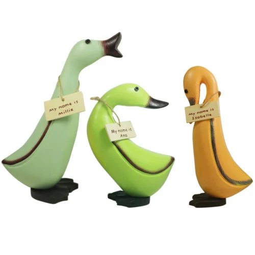 Decorative Animal Duck Figurine Shelf Sitter Ducks Statue Woodcraft Wedding Gift