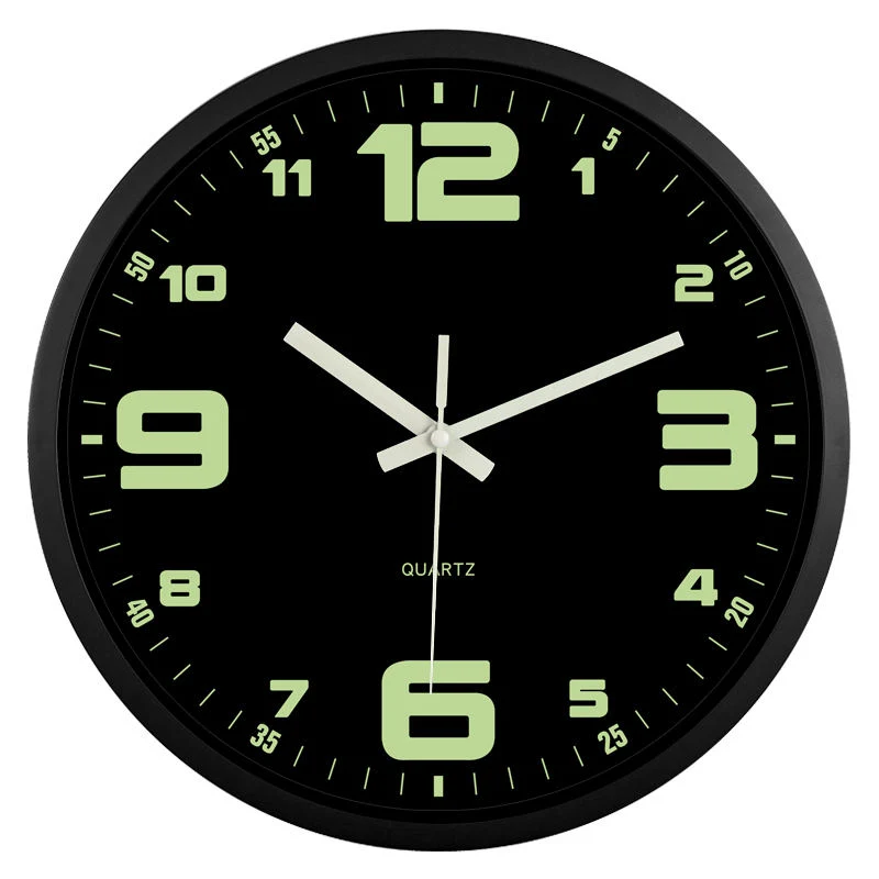 12 "estilo minimalista Reloj de pared clásico Luminescent Digital Nórdico Chic Reloj de plástico moderno circular simple