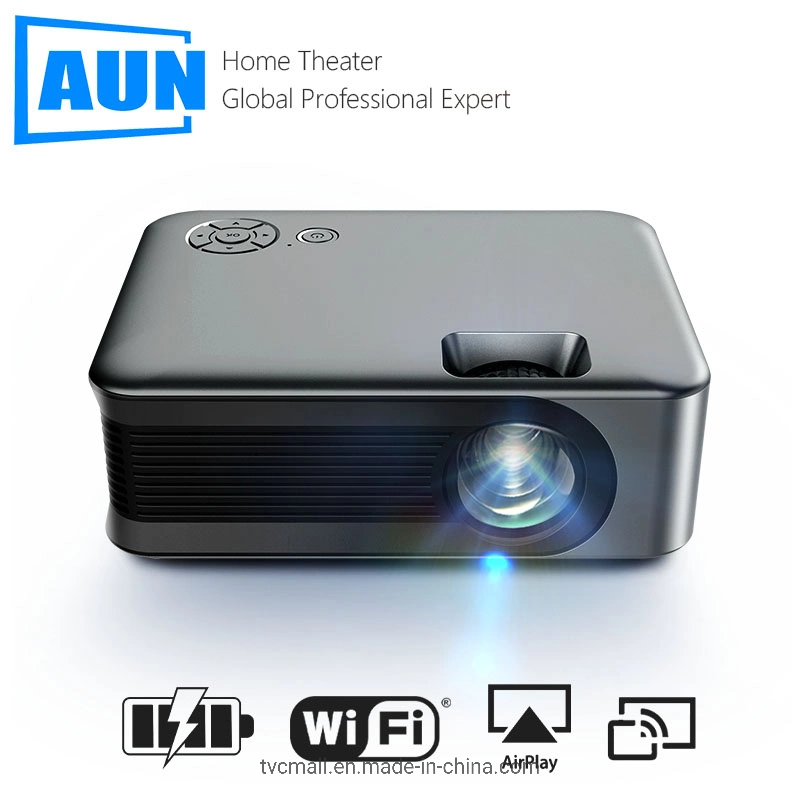 جهاز العرض Aun Mini A30 المحمول شاشة TFT LCD بحجم 2.4 بوصة للمسرح المنزلي، جهاز عرض Mini HD للمنزل (الإصدار القياسي، مقبس EU)