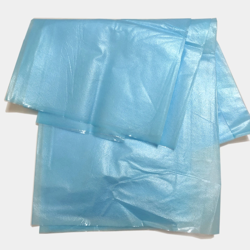 Bata protectora tela Blanco, Azul, Amarillo 35GSM -65GSM PP PE Laminado tela no tejida para aislamiento bata