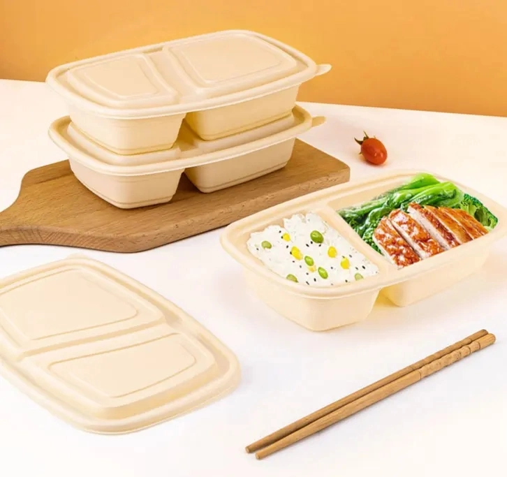 Disposable Corn Starch Cornstarch 4 5 6 Compartments Food Takeaway Takeout to Go Food Container with Lid