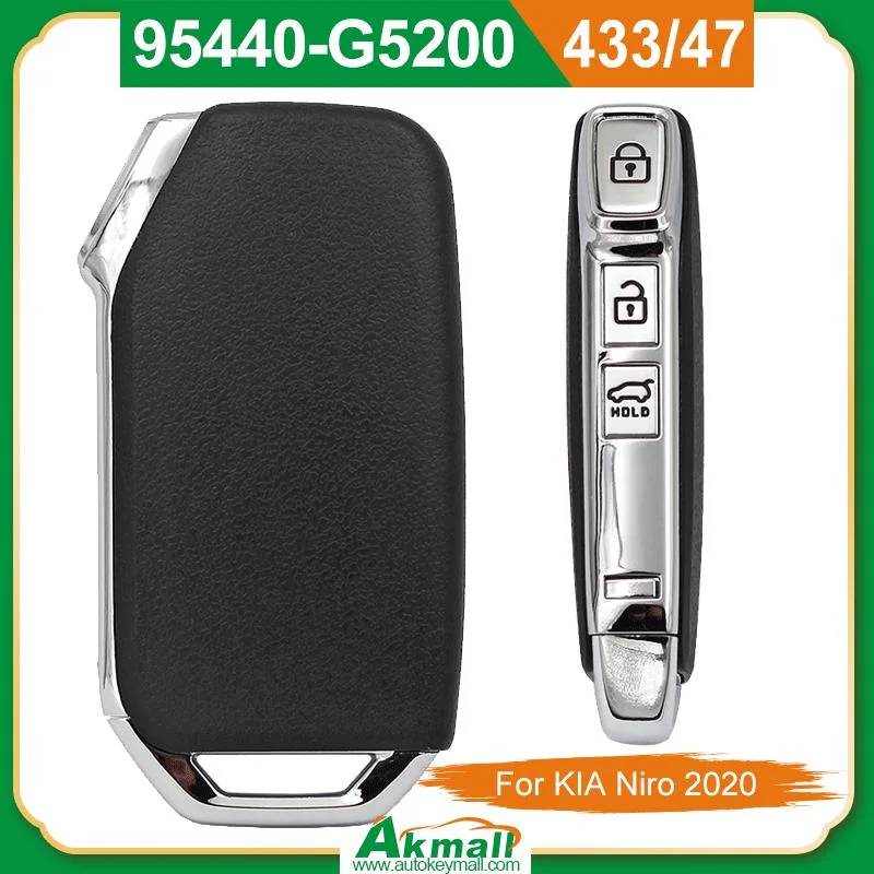 Remote Key Aftermarket 3 Button Smart Key for 2020 KIA Niro Frequency 433MHz 95440-G5200 47 Chip with Emergency Blade