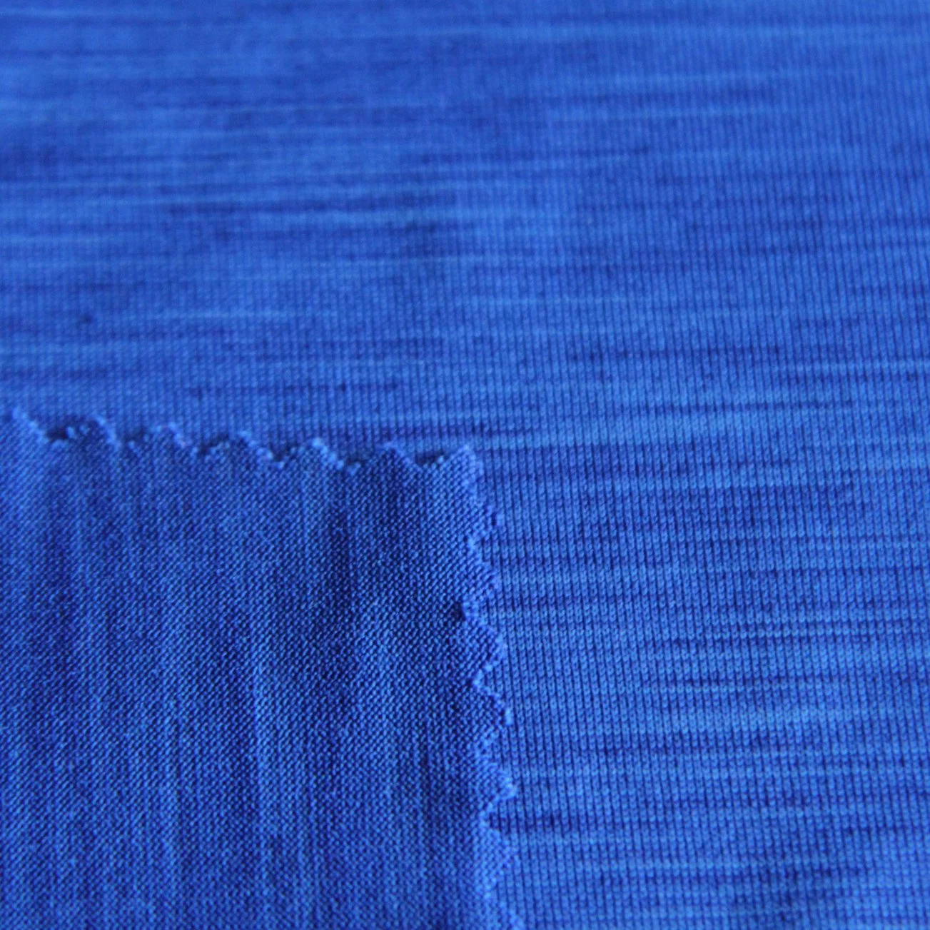 Space Dye Polyester Yarn with Spandex Knit Blue Melange Single Jersey Fabric for Top/Sportswear