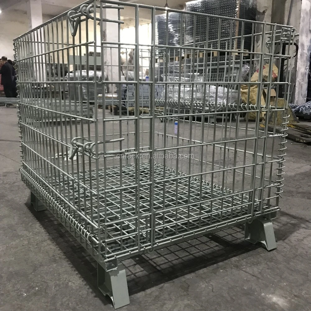 Factory Supply Wire Mesh Container Industrial Logistics Foldable Steel Storage Cage Trolleys