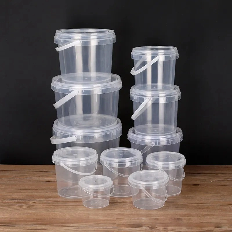 Portable Leak Proof Plastic Barrel Food Grade PP Round Clear Plastic Bucket with Lids