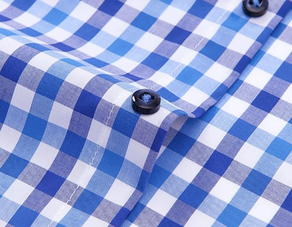 Custom Fashion Pattern Causal Design Cotton Plaid Button Down Dress Shirts for Men