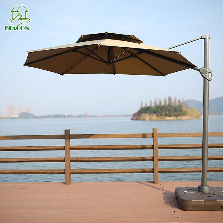 Well Furnir 2.7m Waterproof Aluminum Parasol Beach Sun Patio Straight Garden Umbrella