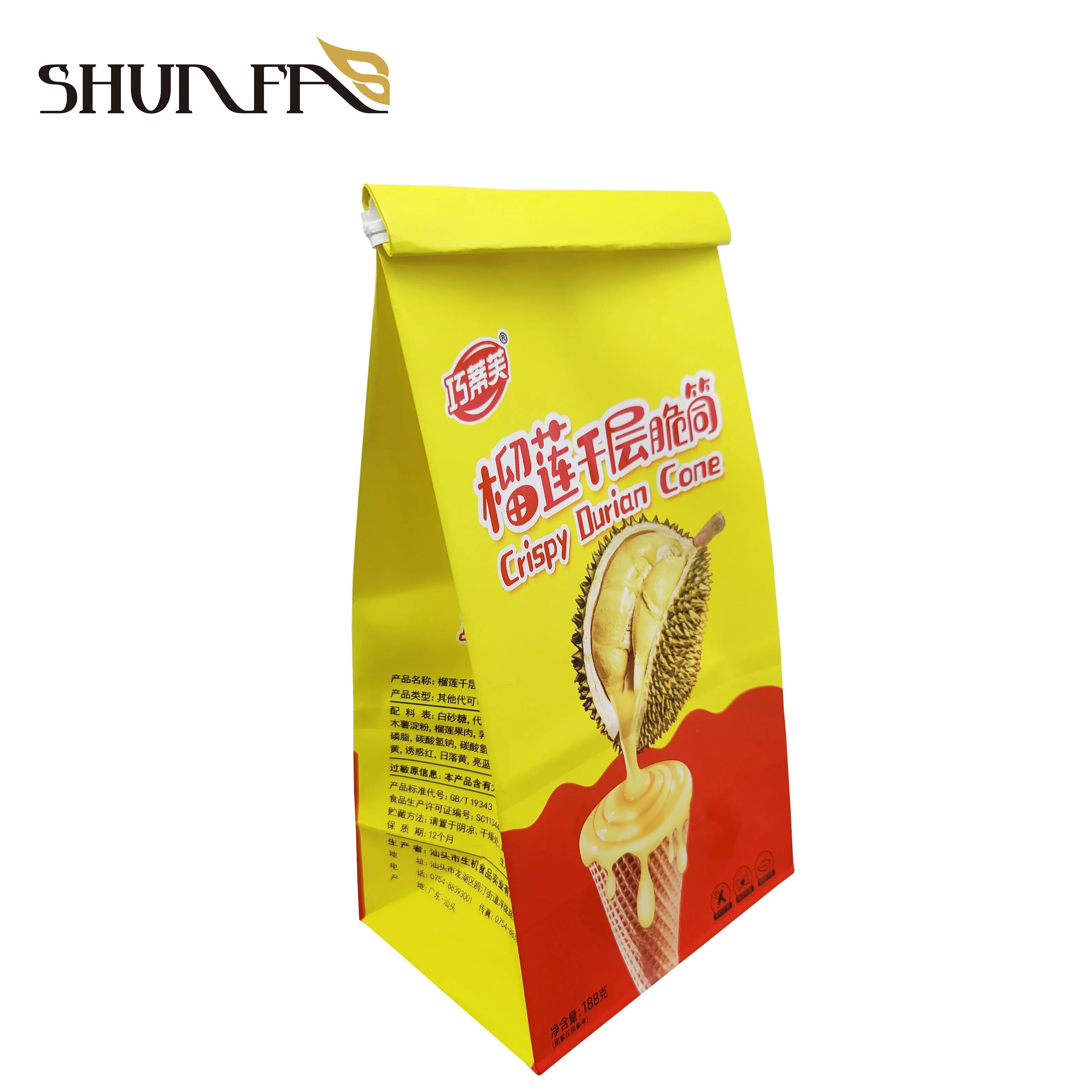 Hot Sale Square Bottom Packaging Pouch Ice-Cream Chocolate Snack Packing Bag