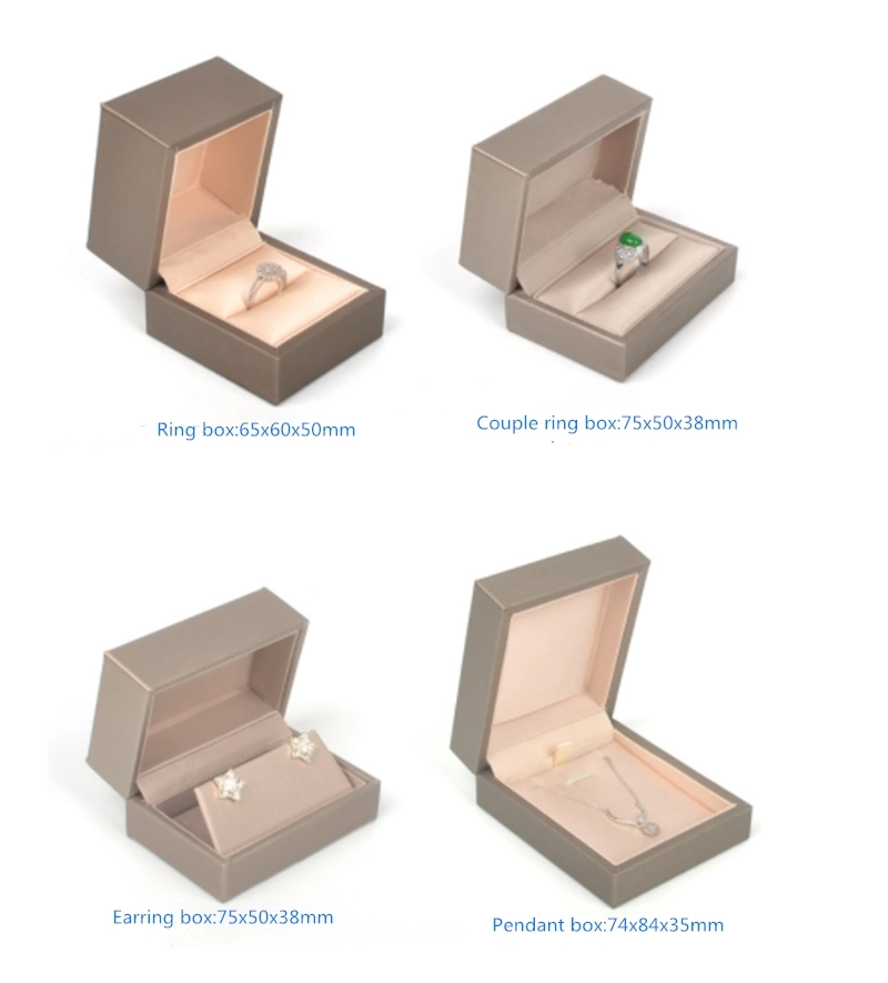 Jewelry Gift Box Jewelry Set Box with Gold PU Leather Surface Plastic Bone and Foam Inside Lid and Bottom Type