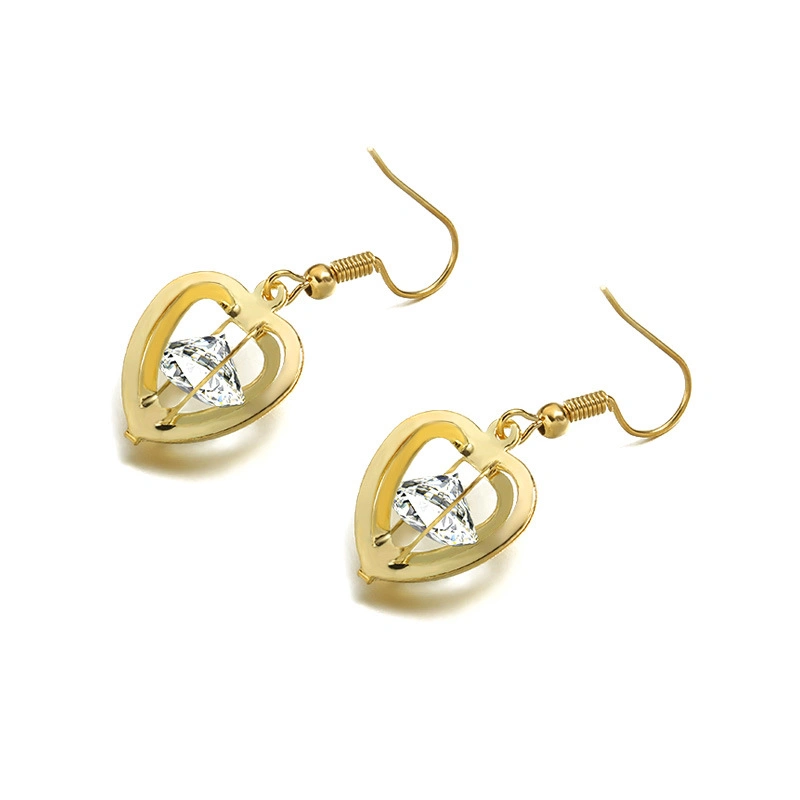 Fashion Jewelry for Women Hollow Lantern with Gold Zircon Metal Geometric Earrings