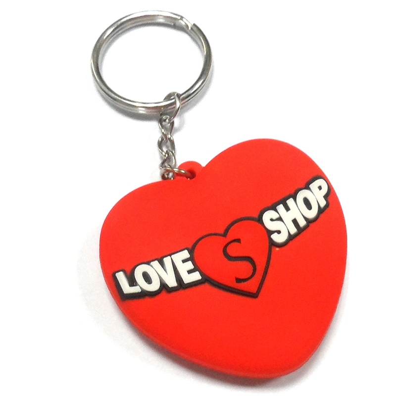 Factory Custom Made Fashion Rubber Promotional Gift Manufacturer Customized Plastic Promotion Present Keyring Bespoke Lovely 3D PVC Heart Shaped Keychain