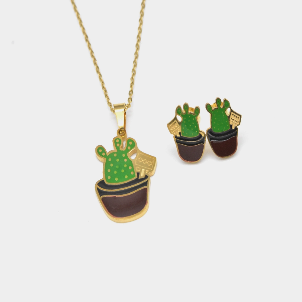 Las Damas de alta calidad juegos de Joyería de pendientes de collar con cactus Design