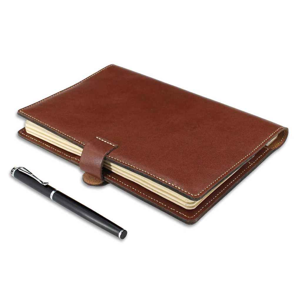 Refillable A5 Genuine Leather Notebook Cover with Logo