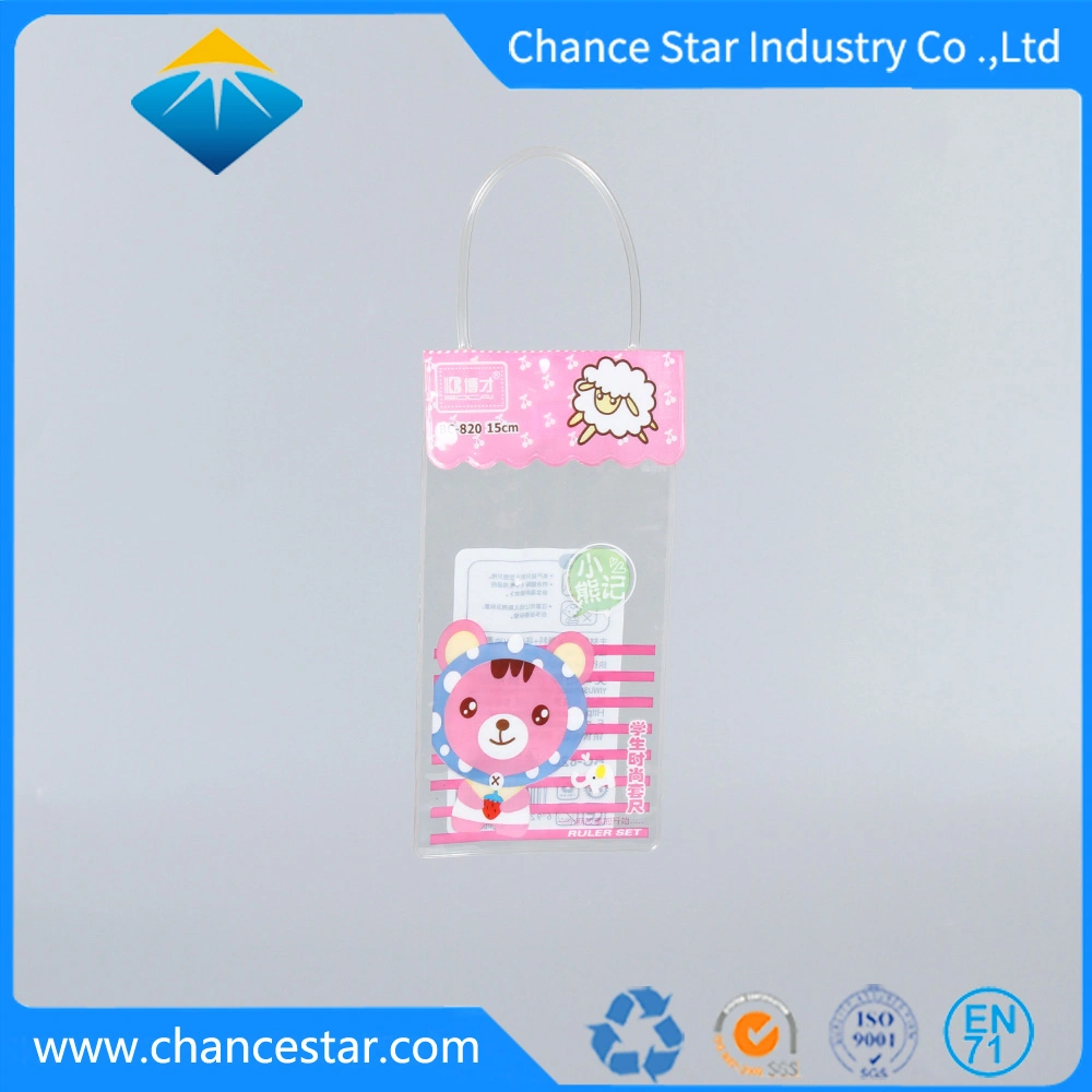 Custom Printed Stationery Packaging Clear PVC Handle Bag