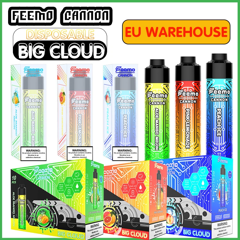 مبخرة Feemo-Cannon الإلكترونية بالجملة سعة 15 مل E سائل كبير قلم Vape قابل للاستخدام مرة واحدة مع سعة فائقة