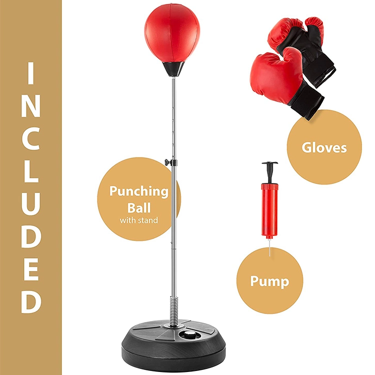 Adjustable Inflatable Free Standing Man Punching Leather Bag Boxing with Support