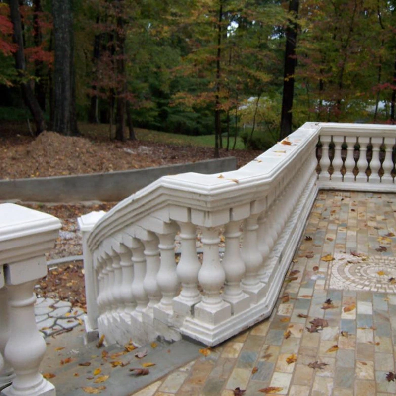 Custom Garden Natural Stone Balcón barandilla White Marble Stair Railing Diseños para la venta