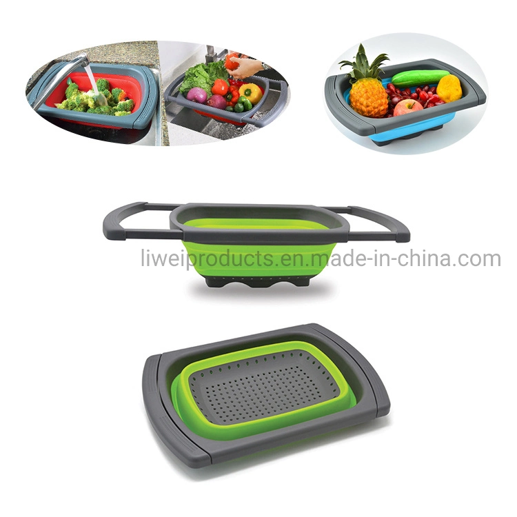 Handy Silicone Veggies Folding Drain Basket for Wash Fruits Vegetables