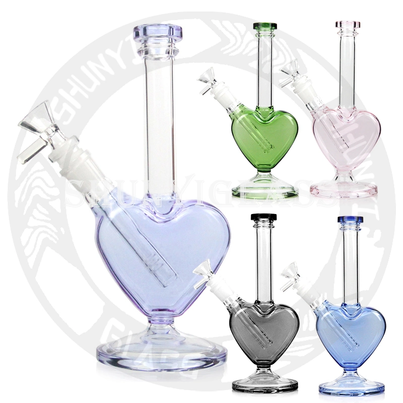 10 &prime; &prime; Love Heart Glass Water Pipe Valentine&prime; S Day Recycler DAB Rig Smoking Water Pipe Gift