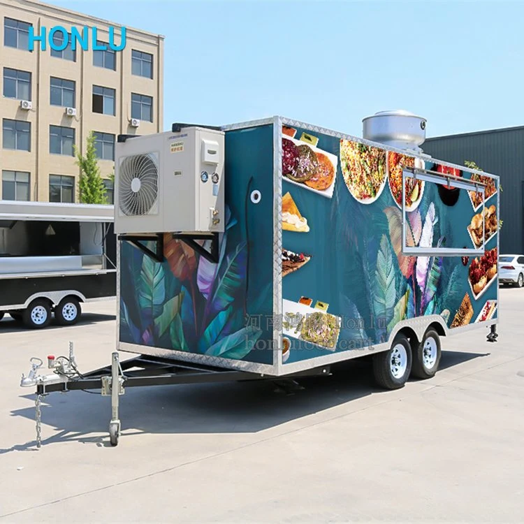 Mobile Bar Ice Cream Waffle Crepe Food Trailer Fiberglass Braking System Auto Food Truck Mobile Food Trailer Kiosk