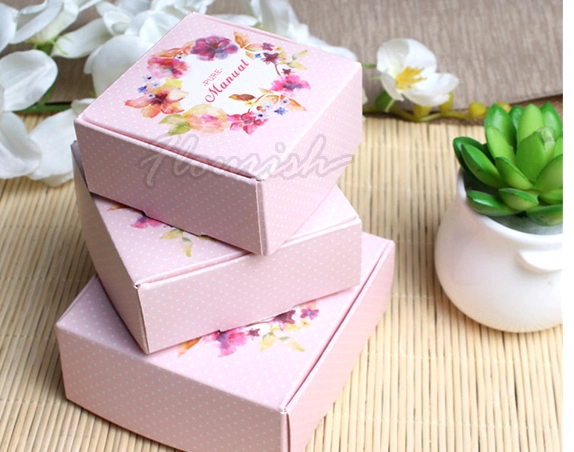 Luxury Fancy Art Paper Romantic Blossom Flower Printed Take Away Cupcake Bakery Cookie Packaging Paper Box