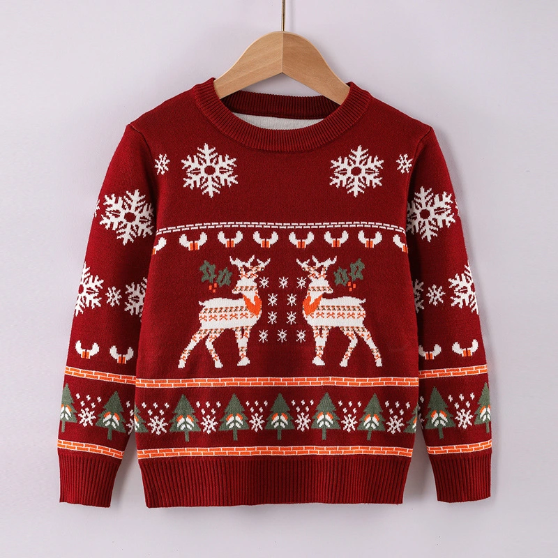 Рождественские свитера для девочек (зима) зимние зимние зимние зимние зимние гремые теплые пуловеры Детская одежда 2023 Детские свитера Санта Клаус