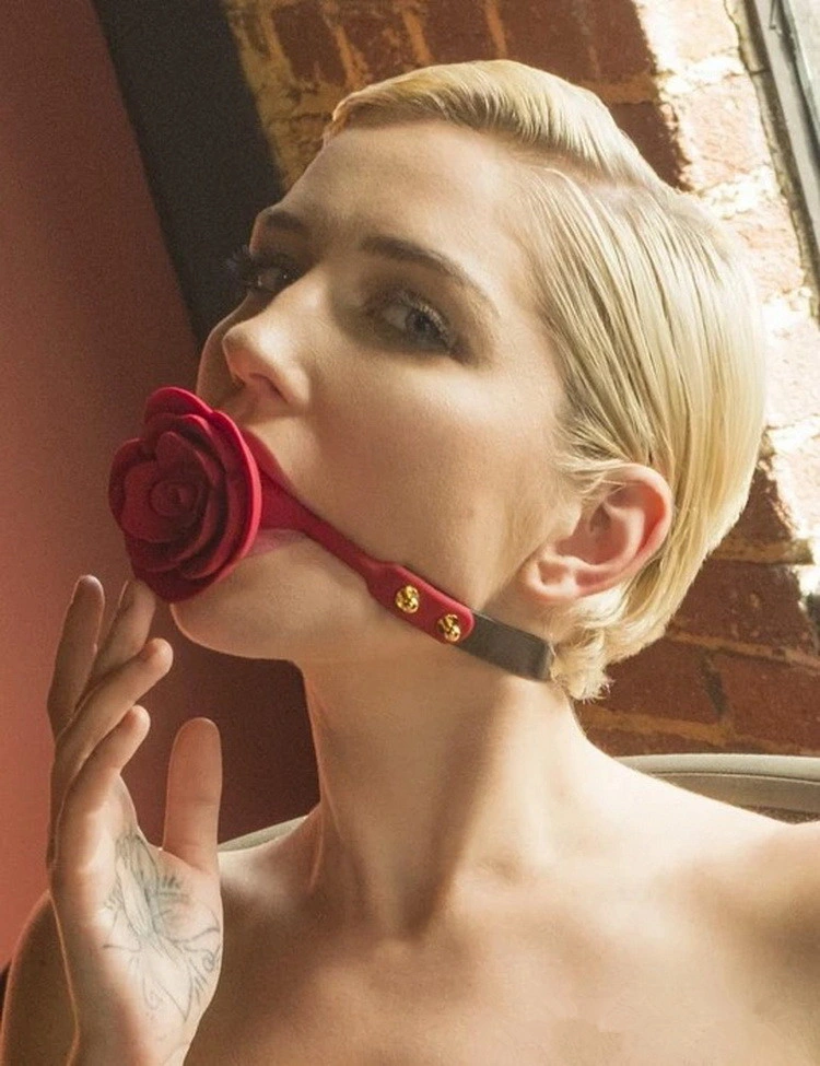 Custom Bdsm Rose Flower Mouth Ball Sm Full Silicone Sex Toys Fetish Mouth Gags Sex Products
