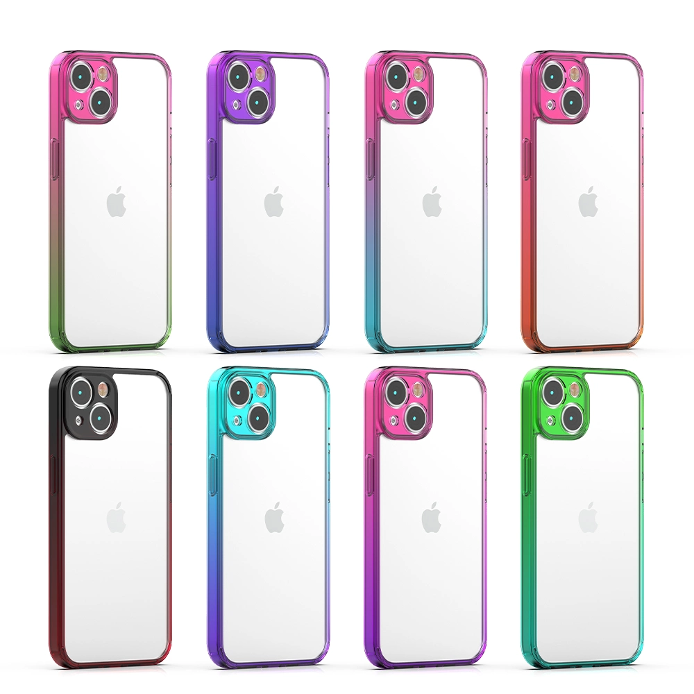 for iPhone 15 14 13 12 11 PRO Max Case Slim Hard Shockproof Clear Transparent TPU Acrylic Gradient Color Phone Cases