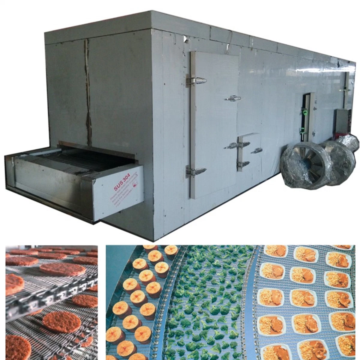 IQF Tunnel Conveyor Belt Cooling Freezing Machine für Avocado Pizza Teigteig