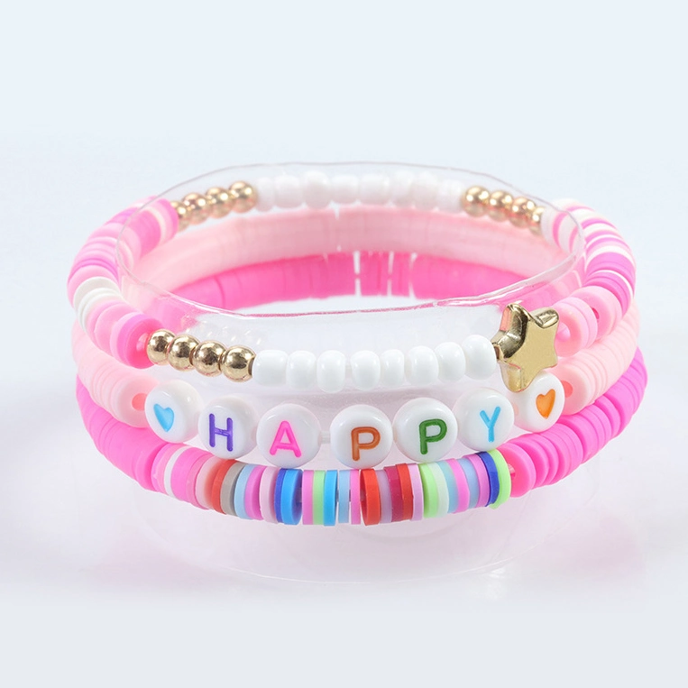 Personalized Jewelry Wholesale/Supplier Explosive Letter Bead Pink Bracelet Polymer Clay Bracelet