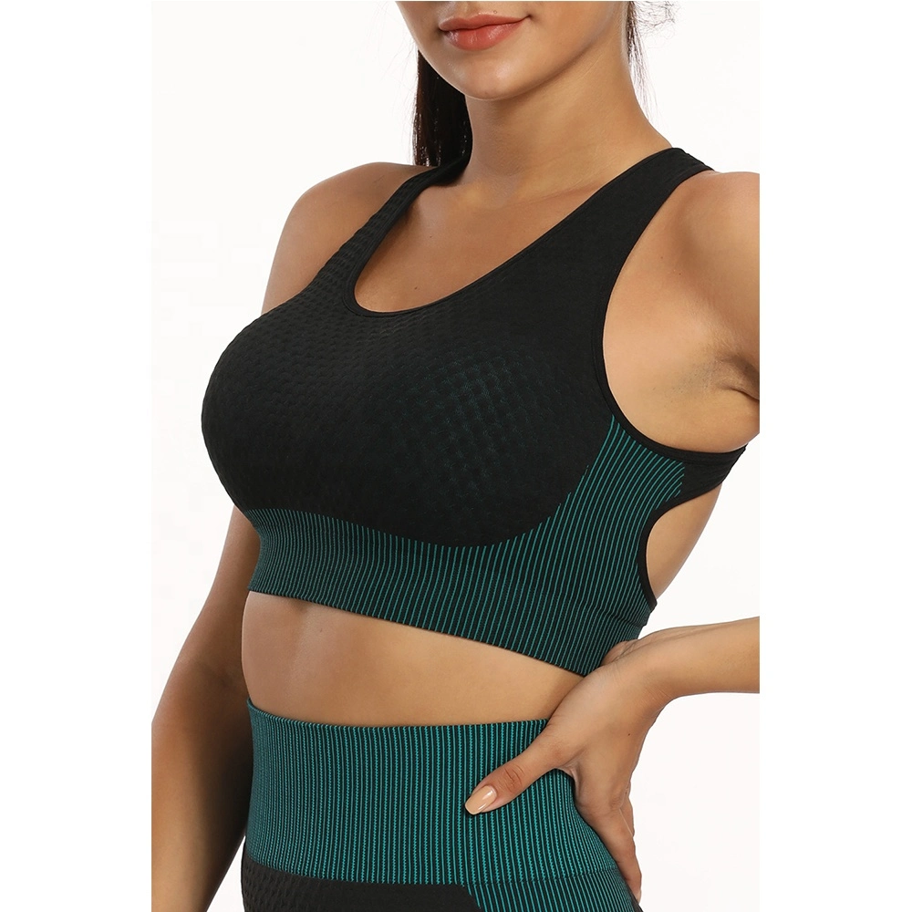 Novedades mujeres Deportes ropa interior impermeable musgo sin costuras vertical Camiseta de yoga absorbente de sudor Line Fitness Tops