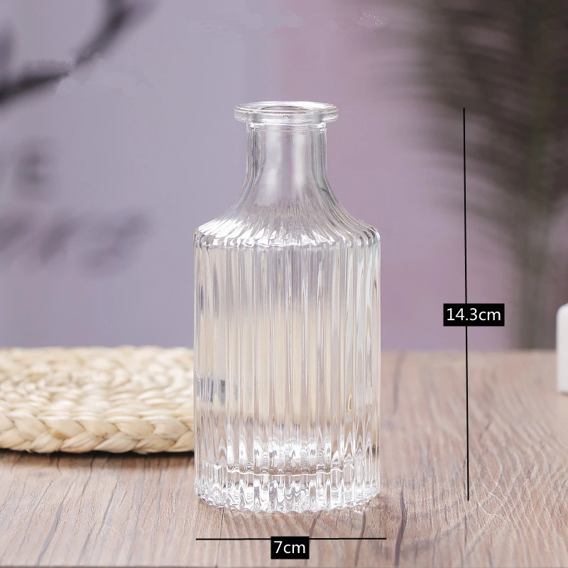 Hot Sale Modern Vase Bulk Mini Flower Vases Clear Decorative Embossed Style Glass Bottle Vases