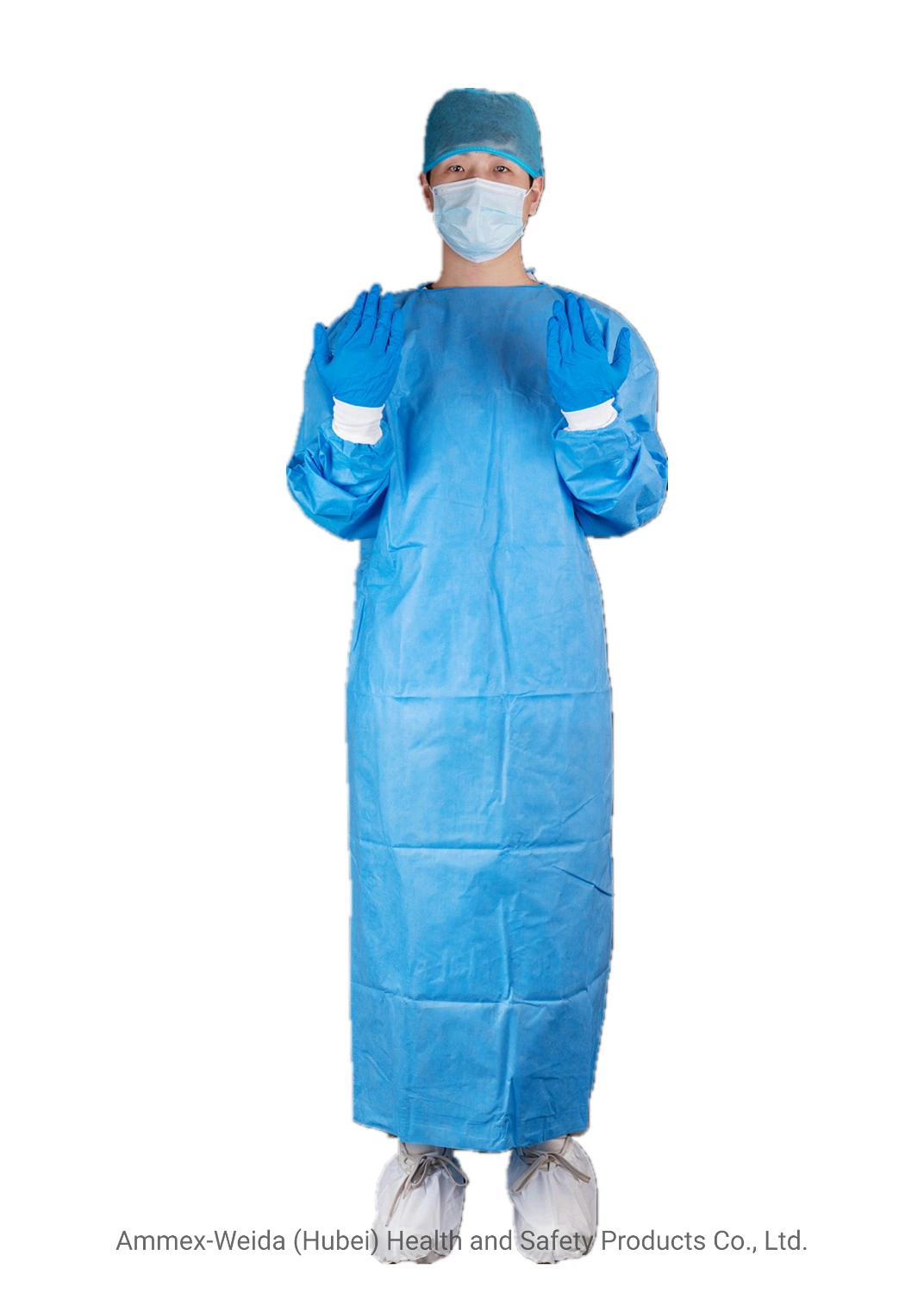 55GSM Waterproof SMS Disposable Surgical Gown Medical Supply Knitted Cuffs Surgical Isolation Gown