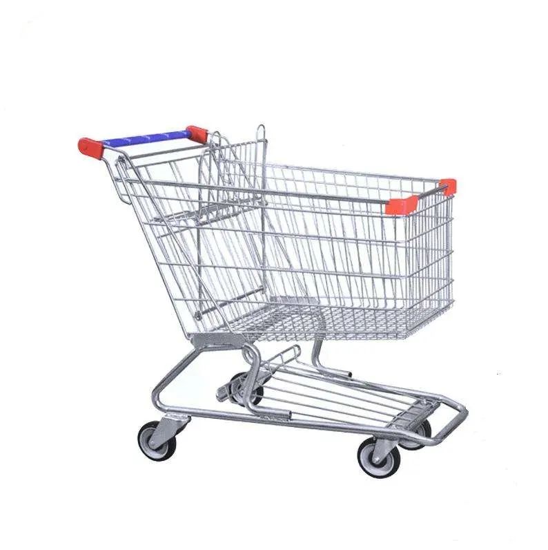 China Factory 150L Supermarket Shopping Trolley Cart USA Style Hand Trolley